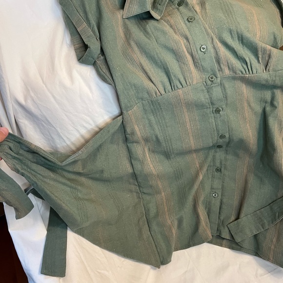 NWT Sage Green Wrap Shirtdress - Picture 3 of 4